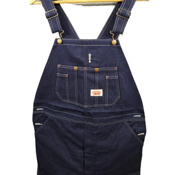 Round House Bib Overalls Mens 38x36 Button Fly Dark Wash Denim Cotton Farmer - Picture 2 of 9